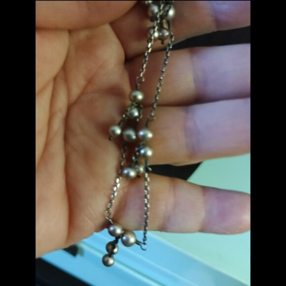 VINTAGE EXEX STERLING SILVER & MINI PEARL NECKLACE - Picture 5 of 7